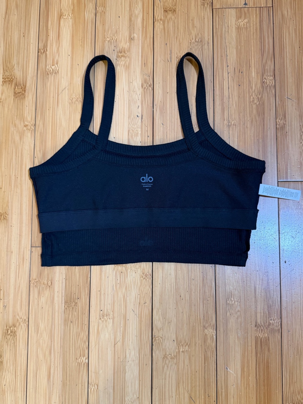 Alo Ribbed Crop Whisper Bra Tank Black Size M - Picture 8 of 14